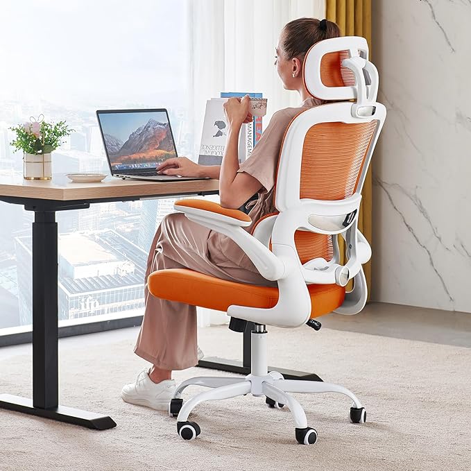 TRALT Office Chair Ergonomic Desk Chair, 330 LBS Home Mesh Office Desk Chairs with Wheels, Comfortable Gaming Chair, High Back Office Chair for Long Hours (Orange)-DeskLoop Office