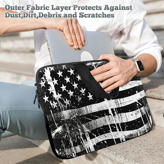 Laptop Sleeve Case Bag 15 inch, Retro Dirty Flag Slim Carrying Case Durable Handbag Travel Laptop Bag for 15 inch MacBook Air M3/M2/15 Pro/Surface Laptop 7/6/5/4/3/ Dell XPS 15 Plus