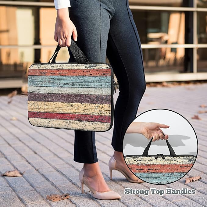 Laptop Sleeve Case Bag 15 inch, Retro Wood Slim Carrying Case Durable Handbag Travel Laptop Bag for 15 inch MacBook Air M3/M2/15 Pro/Surface Laptop 7/6/5/4/3/ Dell XPS 15 Plus
