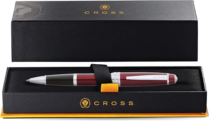 Cross Bailey Refillable Rollerball Pen Presented in a Premium Gift Box - Medium Point, Black Ink, Red-DeskLoop Office
