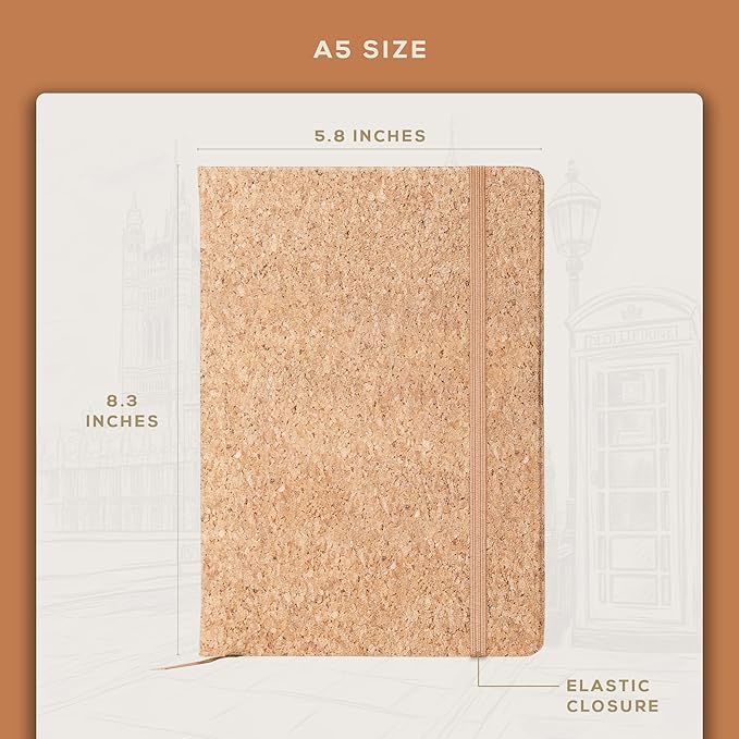 BEECHMORE BOOKS Lined Journal Notebook, 5.8 x 8.3 inch, A5 160 Lined Pages, Hardcover Leather Journals for Women, Men, Writing and Notebooks for Work - 120 GSM Thick Paper, Gifts Box Included-DeskLoop Office