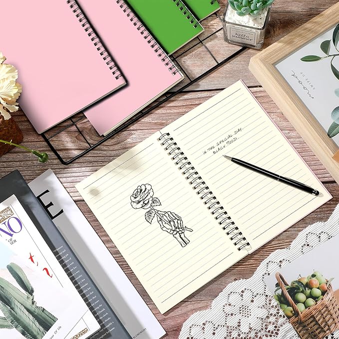 Yahenda 18 Pcs Spiral Notebook Bulk A5 Journal Lined 8.3'' x 5.5'' Writing Composition Paper Small Notepad Subject Notebook for Students Office Business Back to School Supplies (Pink,Light Green)-DeskLoop Office