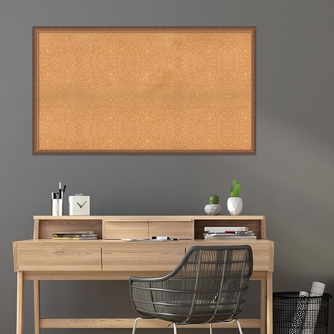 Amanti Art Natural Cork Board for Wall, 32x56 Vision Board with Bronze Frame, Oversize Corkboard Office Decor for Home Organization, Modern Corkboard Pinboard to Display Items for Home Organization-DeskLoop Office