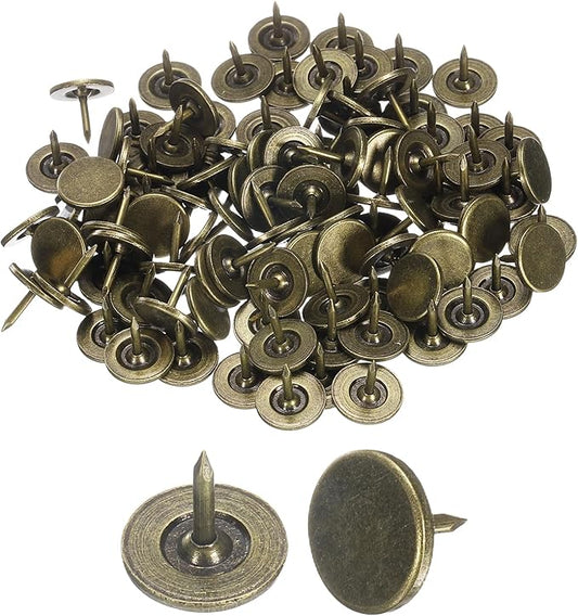 uxcell 150Pcs Upholstery Tacks, 11mmx10mm Flat Head Thumb Tack Decorative Furniture Nails Push Pins for Furniture Sofa Headboards, Bronze-DeskLoop Office