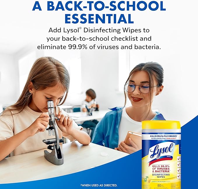 Lysol Disinfectant Wipes, Multi-Surface Antibacterial Cleaning Wipes, For Disinfecting and Cleaning, Lemon and Lime Blossom, 80 Count (Pack of 3)-DeskLoop Office