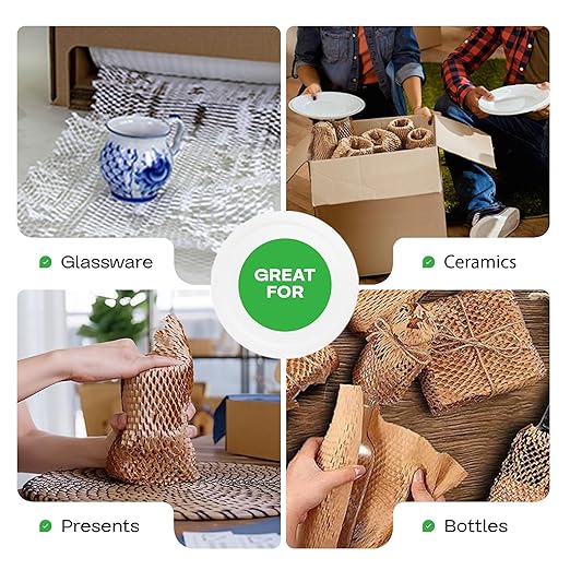 IDL Packaging 15.25" x 300' Refill Roll (Pack of 4) for MP-300W HexcelWrap Honeycomb Packing Paper Station, White - Natural Kraft Paper with Interlocking Slit Design for Shipping and Moving-DeskLoop Office