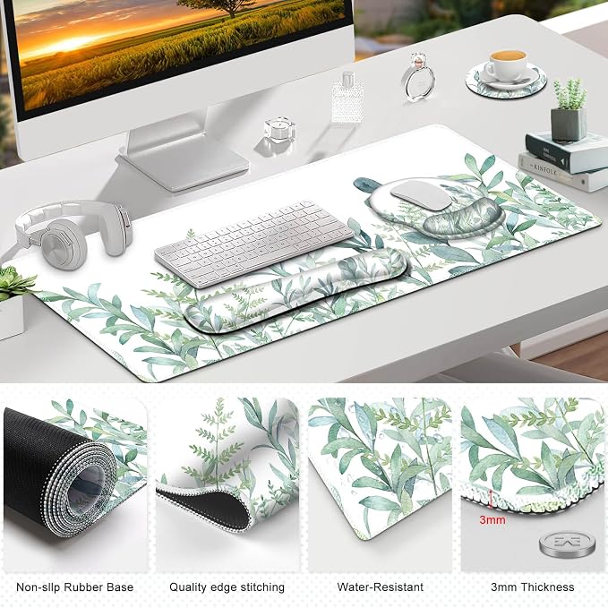 ToLuLu Desk Mat, XXL Large Mouse Pad Wrist Support Set,4 in1 Gaming Mousepad - Image 8