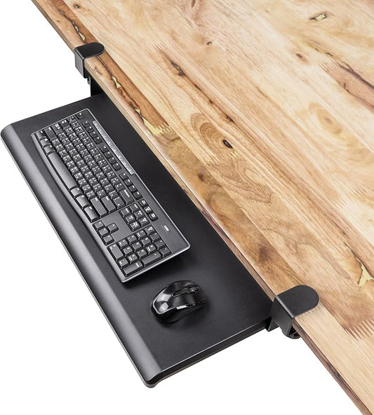 EHO Clamp-On Retractable Adjustable Keyboard Tray, Under Desk Ergonomic Keyboard Tray - Easy Tool-Free Install - Large Surface 27.5" (31.8" Including Clamps) x 12.5" Home & Office-DeskLoop Office