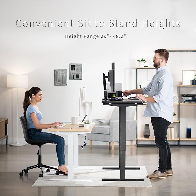 VIVO Electric Dry Erase 60 x 24 in Standing Desk, Memory Height Adjustment, 1B Series, White Marble Pattern Top, Gray Frame, DESK-KIT-1G6WM-DeskLoop Office