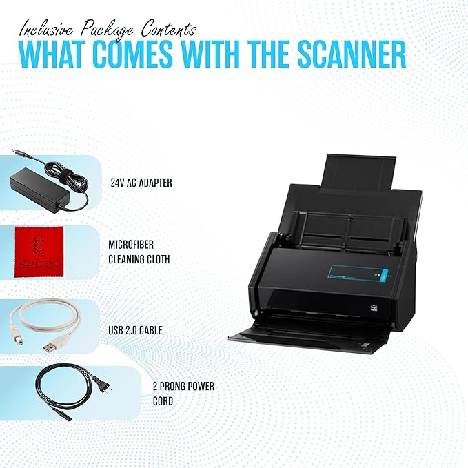 IX500 Fujitsu Scansnap Receipt Scanner for Mac & PC - USB High Speed Cloud Enabled Document, Photo Scanners - ADF with Duplex Scanning - Comes with 16v, USB 3.0 Cable (Renewed)-DeskLoop Office