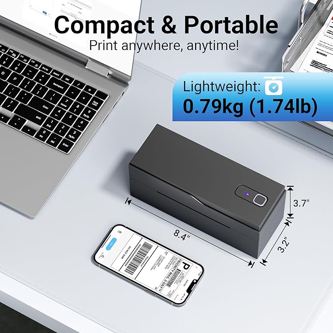Bluetooth Thermal Shipping Label Printer – Wireless 4x6 Shipping Label Printer for Small Business & Shipping Packages, Support Android, iPhone and Windows, Widely Used for Amazon, Ebay, Shopify, Etsy-DeskLoop Office