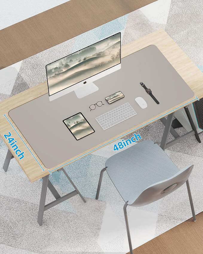 Leather Desk Pad Protector, Mouse Pad, Office Desk Mat, Non-Slip PU Leather - Image 7