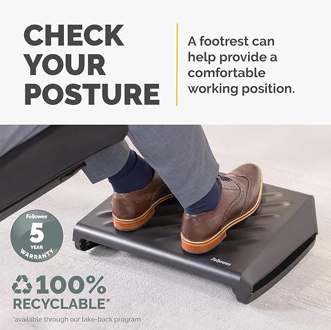 Fellowes Breyta Ergonomic Adjustable Foot Rest Black-DeskLoop Office
