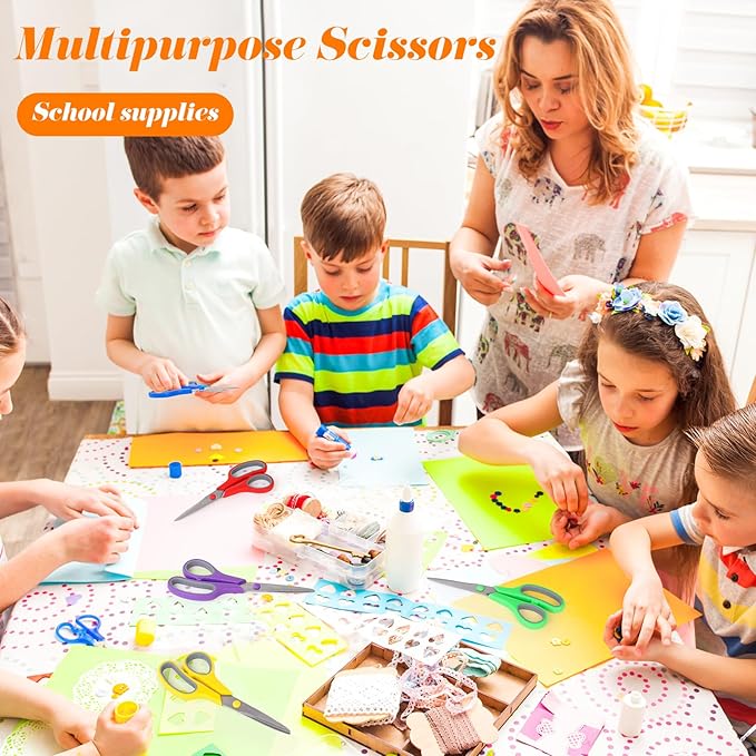 Scissors Bulk Set of 6-Pack, Taotree 8" Scissors All Purpose Comfort Grip Sharp Shears for Office School Supplies, High/Middle School Student Teacher Home Art Craft Sewing Fabric, Scrapbook Supplies-DeskLoop Office