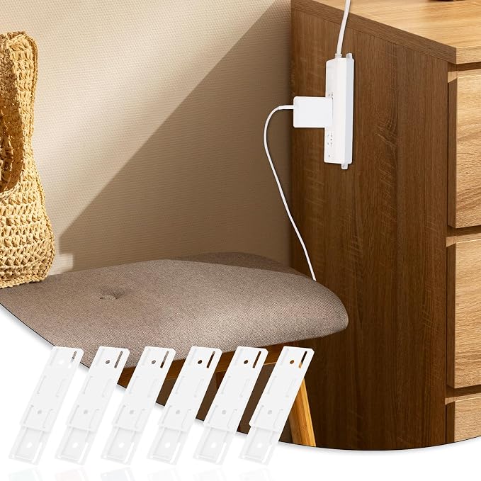 Giantree 6 Pack Self Adhesive Power Strip Holder, Power Strip Holder Desktop - Image 7