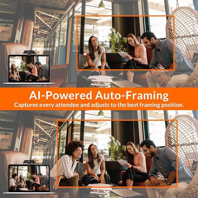 Innex C470 4K Webcam with Microphone, AI Auto-Framing, 5X Digital Zoom, Auto Light Correction, for Zoom, Microsoft Teams, 120 Degree Wide Angle Webcam for PC, Mac, Windows, Video Call, Live Streaming-DeskLoop Office