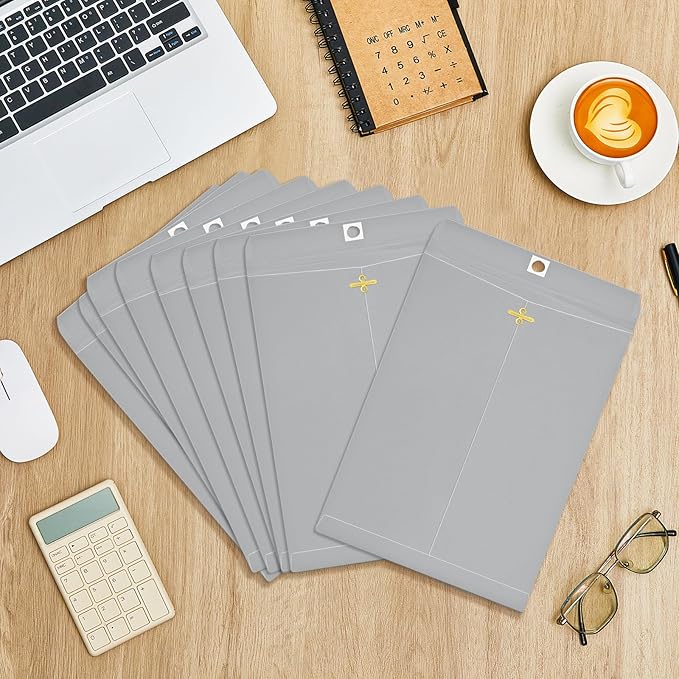 Geyee 100 Pcs Clasp Manilla Envelopes 6 x 9 Inch Gummed Colored Envelopes for Storing or Mailing for Home Office Business Supplies(Gray)-DeskLoop Office
