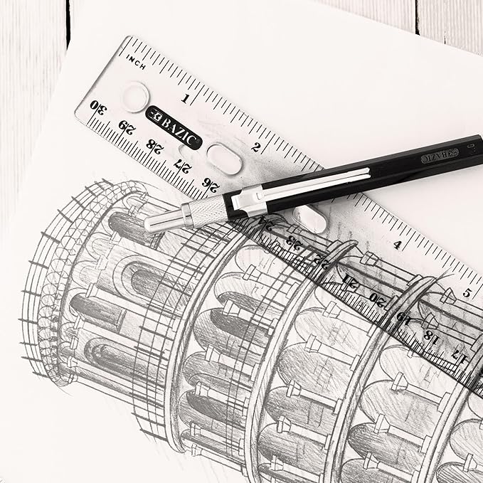 BAZIC Plastic Clear Rulers 12 inch (30cm), Inches Centimeter Metric Ruler Measuring Long Ruler, Straight Edge Ruler for Students School Supplies, 1-Pack-DeskLoop Office