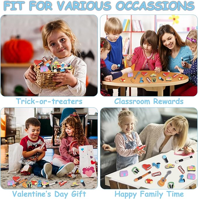 24 Pcs Erasers for Kids, Mini Pencil Eraser Bulk Classroom Prizes, Fun Puzzle Erasers for Preschool Elementary Student, Back to School Supplies (Musical Instrument)-DeskLoop Office