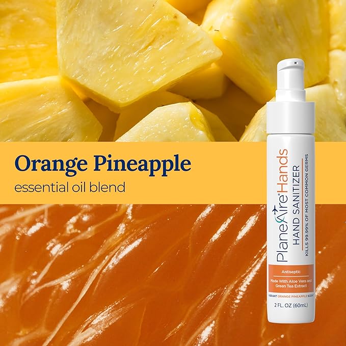 Travel Essentials | Hygiene Kit | Travel Toiletry Kit | Travel Size | Gel Hand Sanitizer Orange Pineapple Scent | Surface Wipes | Individual Travel Wipes | Surface Cleaner | Made with Essential Oils-DeskLoop Office