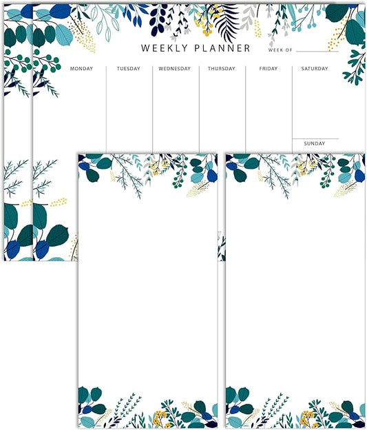 2 Pack Weekly Planner Notepad Tear Off Set of 2 Weekly Calendar Pad 52 Undated To Do List Notepad Desk Planning Pads Productivity Tracker for Work School Home Goals Notes Schedule Ideas, Blue-DeskLoop Office