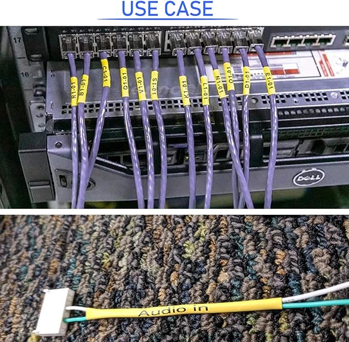 10PK Compatible for Ptouch HSe-621 HSe621 HS-621 HS621 Black on Yellow 8.8mm 0.34'' Heat Shrink Tubing for Wire Cable for PT300 PT-300B PT310 PT310B PT320 Label Maker Tape-DeskLoop Office
