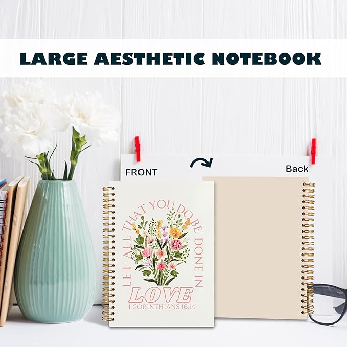 BearCake Prayer Journal for Women, Bible Journaling Notebook, Christian Gifts for Women, Let All That You Do Be Done in Love Prayer Journal for Women, Bible Journal Hardcover Spiral Notebook 5.5x8.3-DeskLoop Office