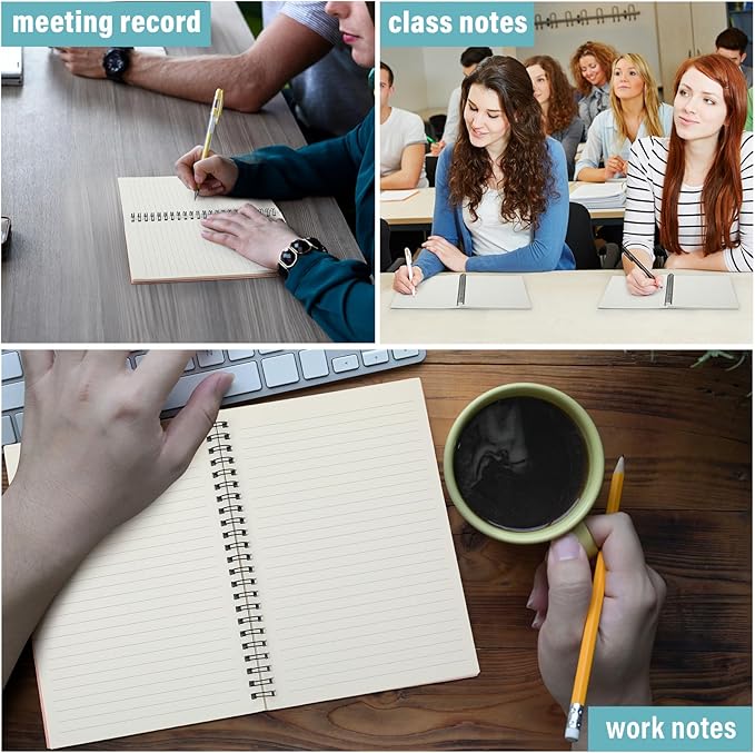 Fuutreo 12 Pcs Spiral Notebook for Work A5 8.3 x 5.7 Inch College Ruled Spiral Journal Notebook Kraft Cover Ruled Paper, 12 Color, 60 Sheets, 120 Pages for Office School(Candy Color)-DeskLoop Office