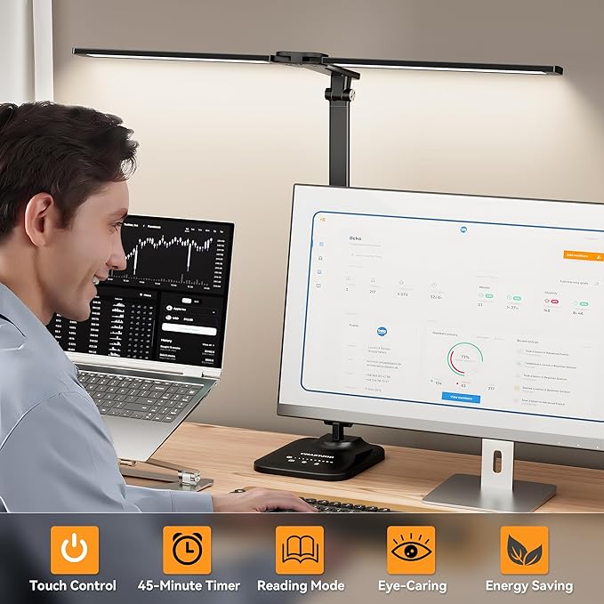 LED Desk Lamp for Office Home, Height Adjustable Architect Desk Light with USB Adapter, Stepless Dimming Table Lamp Light for Reading, Study, Workbench-DeskLoop Office