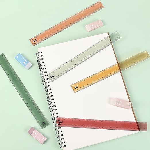Mr. Pen- Ruler, 12 inch Ruler, 6 Pack, Vintage Colors, Clear Rulers 12 Inch, Rulers for School, Back to School Supplies-DeskLoop Office