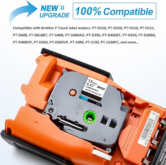 RAEMALL Compatible with Brother Label Tape TZe335 TZe435 TZe535 TZeMQG35 TZeMQP35 TZe TZ Tape, 12mm 0.47 Inch Laminated White on Color Compatible with Brother P Touch Label Maker PT-D210 H110-DeskLoop Office