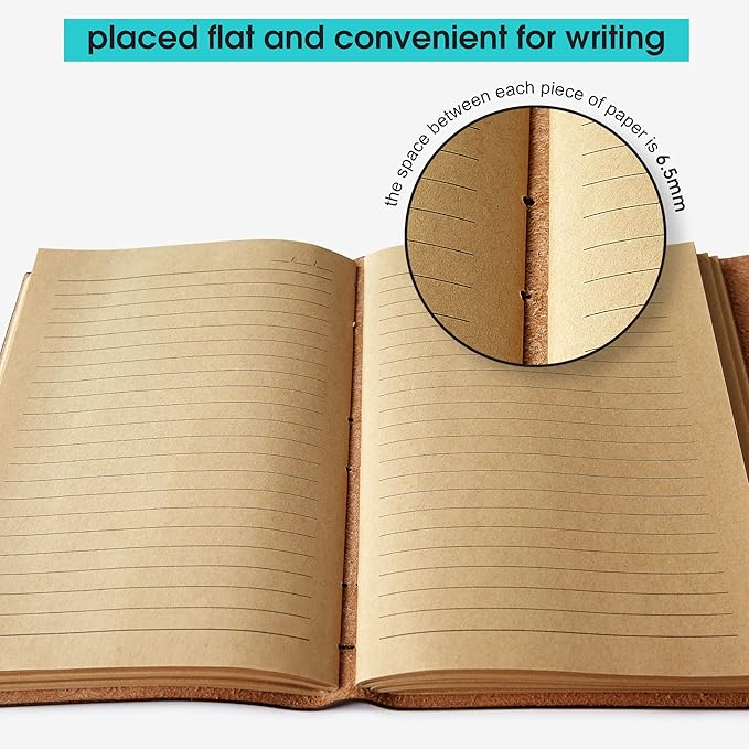 Leather Journal Notebook - Genuine Leather Journals for Writing 5x7.1 Inches, Vintage Journal for Women and Men, Artist,Travel Journal,Brown