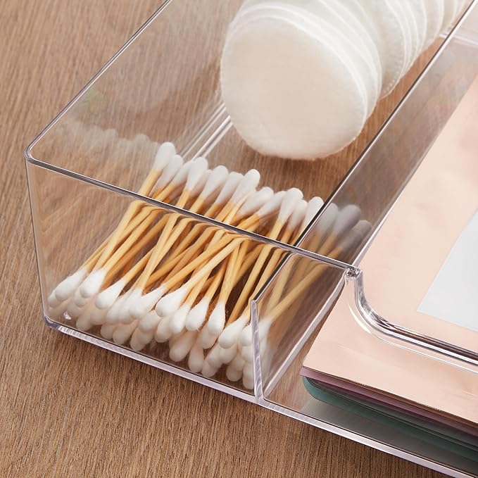 STORi STAX Plastic Stackable Organizer Divided Drawer in Clear | 12.5-inches Wide | 3-Compartments to Organize Office Desk Accessories, Pens, and Notepads| Made in USA-DeskLoop Office