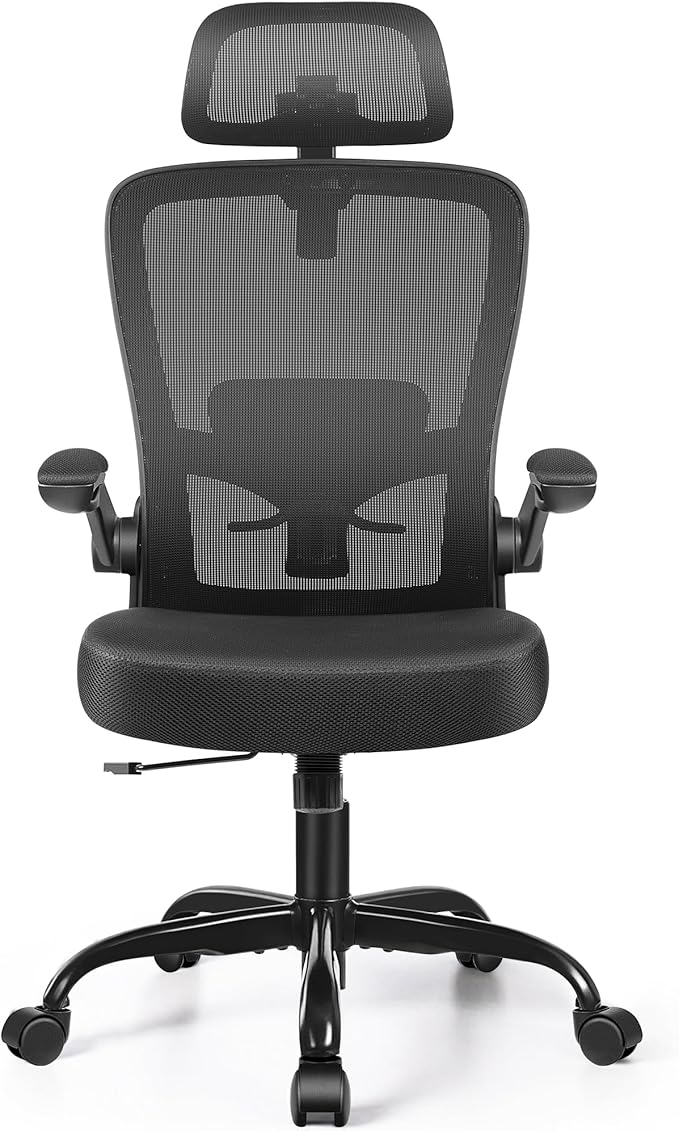 FelixKing Ergonomic Office Chair, Headrest Desk Chair with Adjustable Lumbar Support, Home Office Swivel Task Chair with High Back and Armrest, Adjustable Height Gaming Chair(Black)-DeskLoop Office