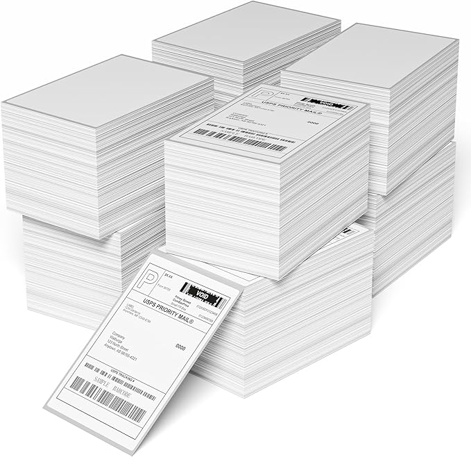 Direct Thermal Label-Shipping Label 4x6-NefLaca Thermal Printer Sticker 4"x6"-Mailing Label,Compatible with Rollo,Nelko,Zebra. MUNBYN Printer,Fanfold Shipping Label(4 Packs of Total 8000 Labels)-DeskLoop Office