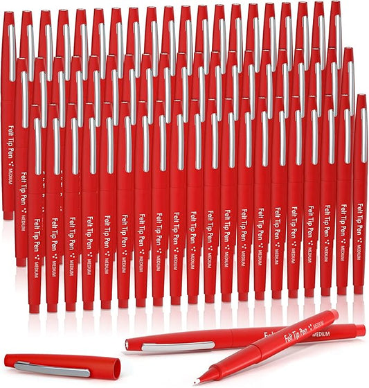 Lelix Felt Tip Pens, 60 Red Pack, 0.7mm Medium Point, Felt Tip Markers Pens for Journaling, Writing, Note Taking, Planner, Perfect for School Office and Art Supplies-DeskLoop Office
