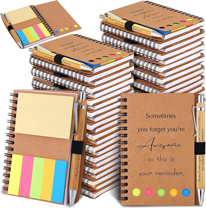 30 Sets Employee Appreciation Gifts Bulk Inspirational Spiral Notebooks with Sticky Notes Motivational Journals Ballpoint Pens Thank You Gifts for Teacher Nurse Coworker (30, Sometimes)-DeskLoop Office