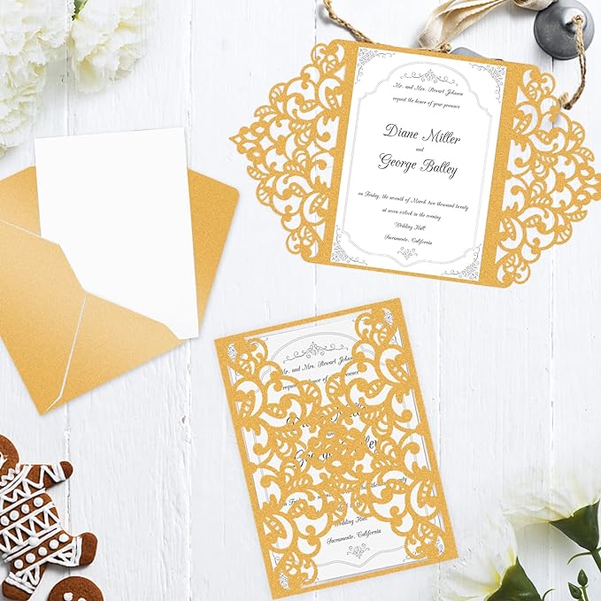 100 Sheets Gold Shimmer Cardstock 8.5 x 11 Metallic Paper, Goefun 80lb Card Stock Pearlescent Paper for Invitations, Birthday, Anniversaries, Card Making-DeskLoop Office