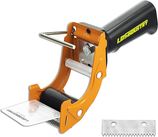 Rapid-Replace Packing Tape Dispenser Gun with Extra Blade by LDS Industry, 2 in (50mm) Lightweight Ergonomic Industrial Handheld Heavy Duty Tape Cutter for Carton, Packaging and Box Sealing, Orange-DeskLoop Office