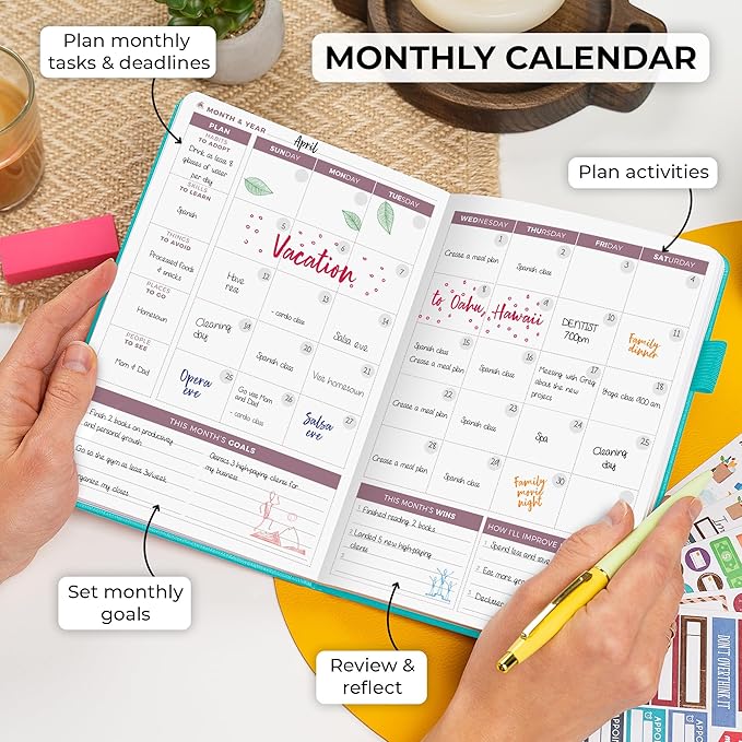 Clever Fox Planner 2nd Edition – Colorful Weekly & Monthly Goal Planner, Time Management & Productivity Organizer, Undated, A5 (Turquoise)-DeskLoop Office