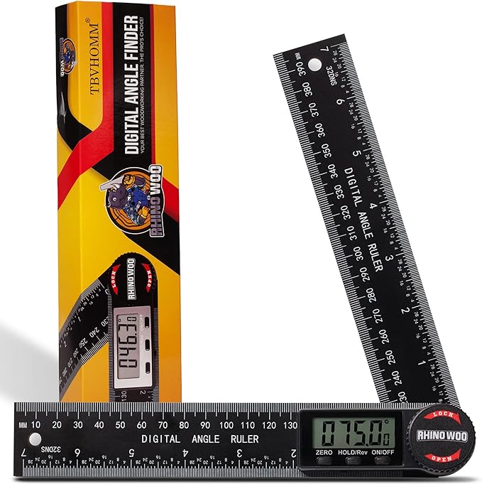 Digital Angle Finder Protractor, Angle Finder Ruler with 7inch/200mm, Angle Measuring Tool for Woodworking/Carpenter/Construction/DIY Measurement(2 Batteries Included) (Enhanced ABS)-DeskLoop Office