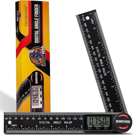 Digital Angle Finder Protractor, Angle Finder Ruler with 7inch/200mm, Angle Measuring Tool for Woodworking/Carpenter/Construction/DIY Measurement(2 Batteries Included) (Enhanced ABS)-DeskLoop Office