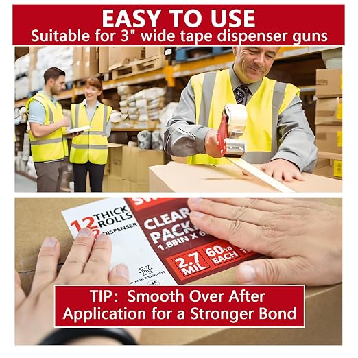 SWRT 2.7Mil Thick Ultra Clear Packing Tape, 24 Rolls Heavy Duty Packaging Tape - Image 6
