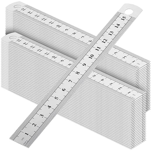60 PCS 6 Inch Stainless Steel Ruler Bulk with Inch and Metric Scale, Straight Edge Metal Rulers Measuring Tool for Measuring-DeskLoop Office