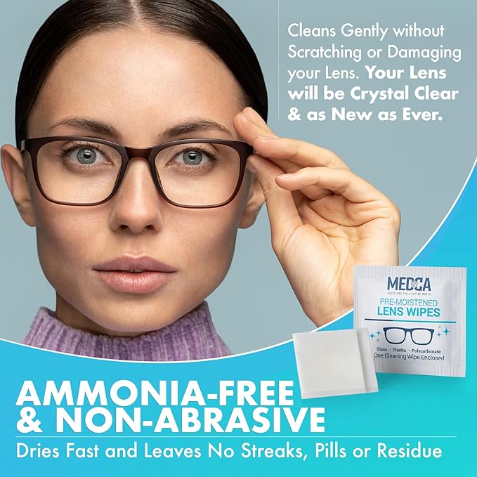 Premoistened Lens and Glass Cleaning Wipes - Portable Travel Cleaner for Glasses, Camera, Cell Phone, Smartphone, and Tablet - Disposable, Quick Drying, Streak Free - Individually Wrapped, Pack of 100-DeskLoop Office