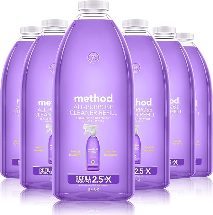 Method All-Purpose Cleaner Refill, French Lavender, Plant-Based and Biodegradable Formula Perfect for Most Counters, Tiles, Stone, and More, 68 Fl Oz bottles, (Pack of 6)-DeskLoop Office