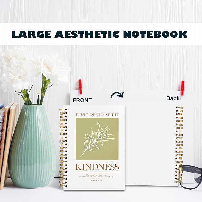 BearCake Bible Notebooks for Note Taking,Bible Journaling Notebook,Christian Notebook Journal,Fruit of the Spirit Kindness Christian Gifts for Women,Spiral Notebook 5.5x8.3-DeskLoop Office
