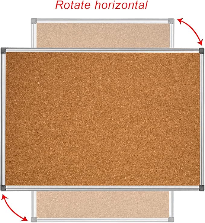 BIBOC 24 x 36 inches Cork Board, Bulletin Board,Felt Board, Pin Board, Notice Board, Memo Board for Homes or Offices, 24 X 36 Inches, Silver Aluminium Frame-DeskLoop Office