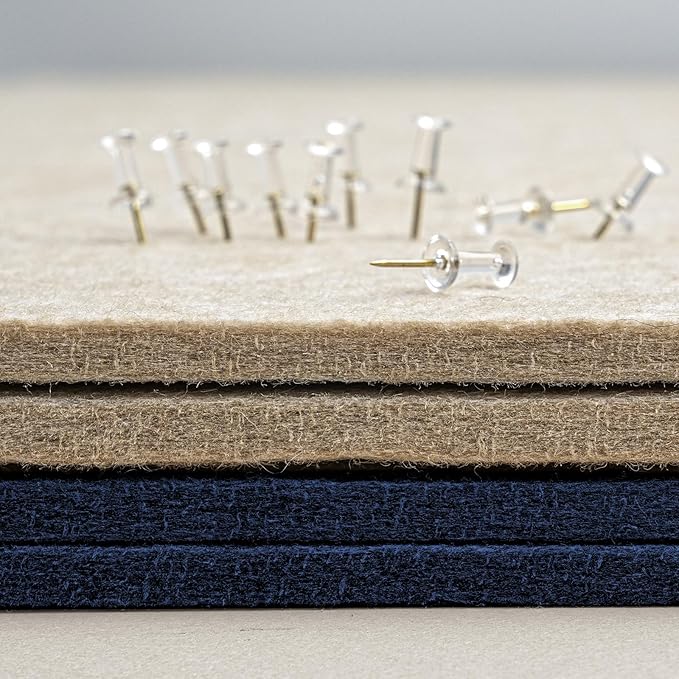 Large Bulletin Board - 48 x 36 Inches, Decorative Felt Pin Board for Wall - 4' x 3' Foldable Photo Display Board with Self-Adhesive Tape, Includes 20 Push Pins - Dark Blue-DeskLoop Office