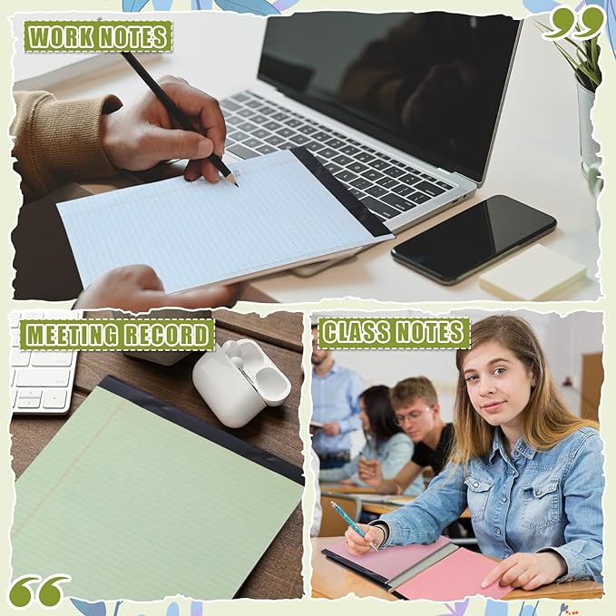 Fuutreo 8 Pcs 8.5'' x 11'' Colored Legal Pad Writing Pads Narrow Ruled 50 Sheets Per Notepad Perforated Writing Notepad Office Supplies for College Office Business (Earthy Color)-DeskLoop Office